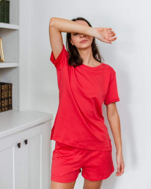 Pima Tee and Short Pajama Set Lounge + Pajama Sets Leena & Lu 