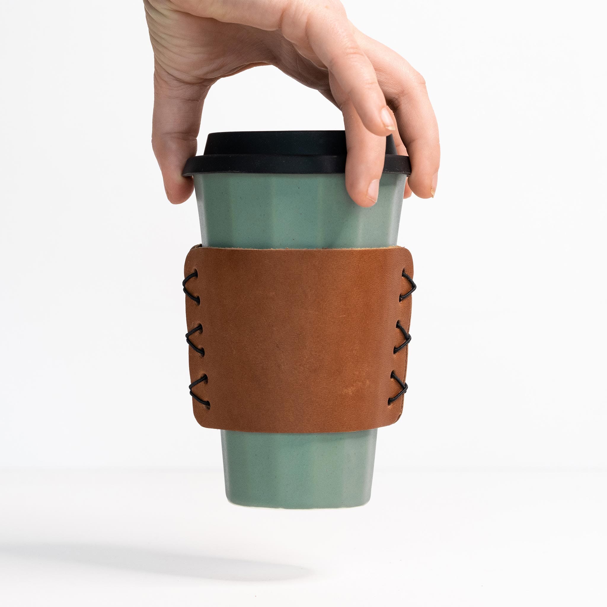 Coffee Glass Mug with Silicone Sleeve & Lid (340ml)