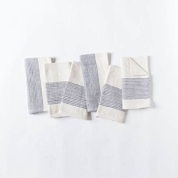 Linen Napkins- Set of 4- Navy Pinstripe