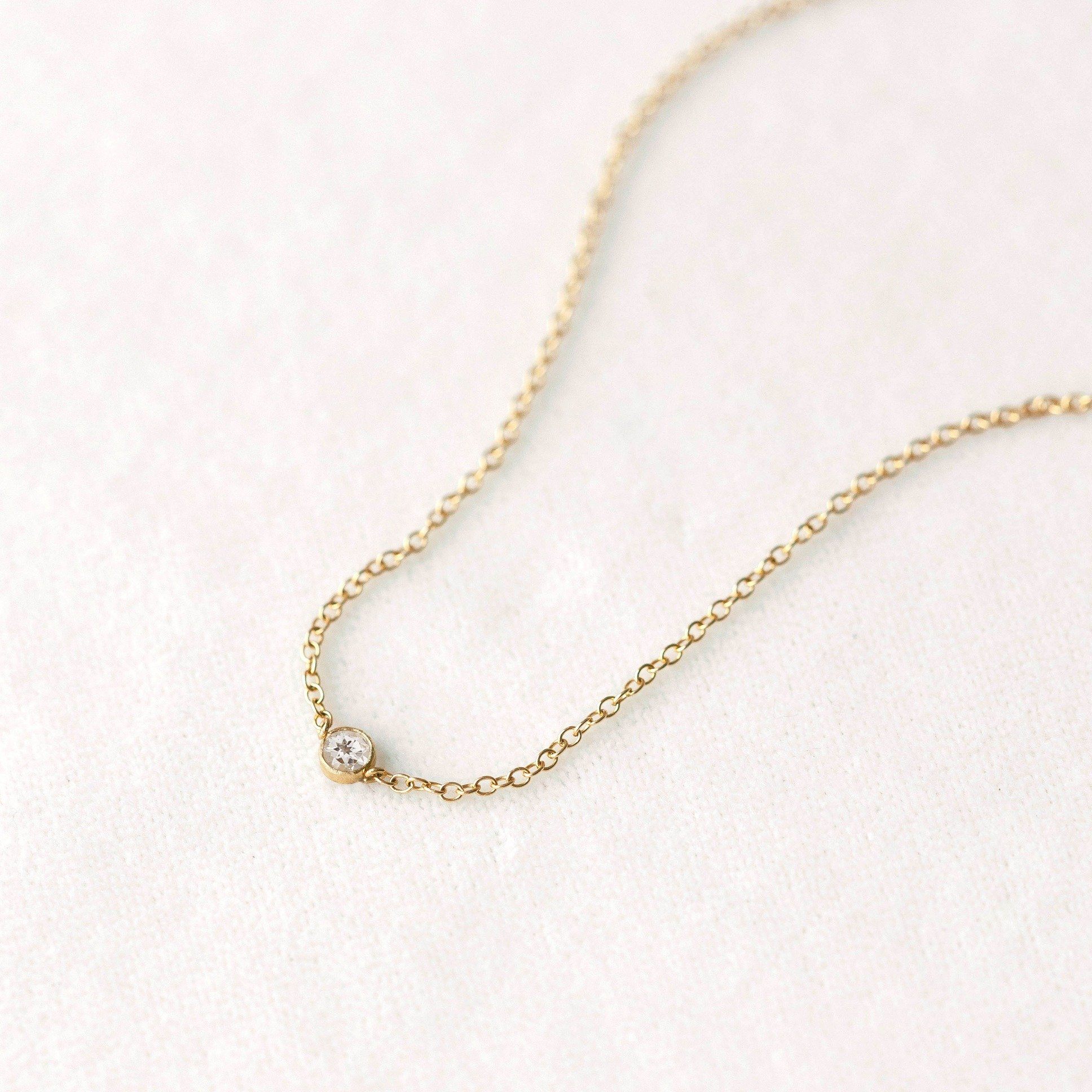 Gold Tiny White Topaz Recycled Necklace | Made Trade