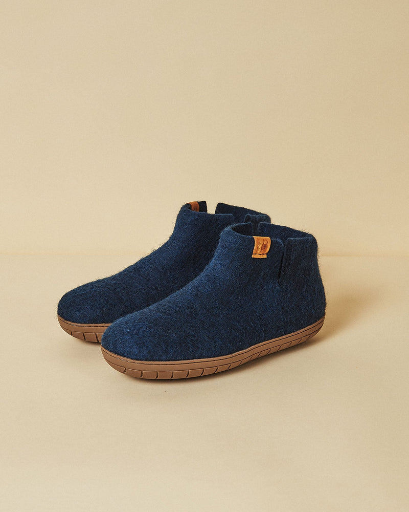 Unisex Wool Bootie Slipper with Leather Sole