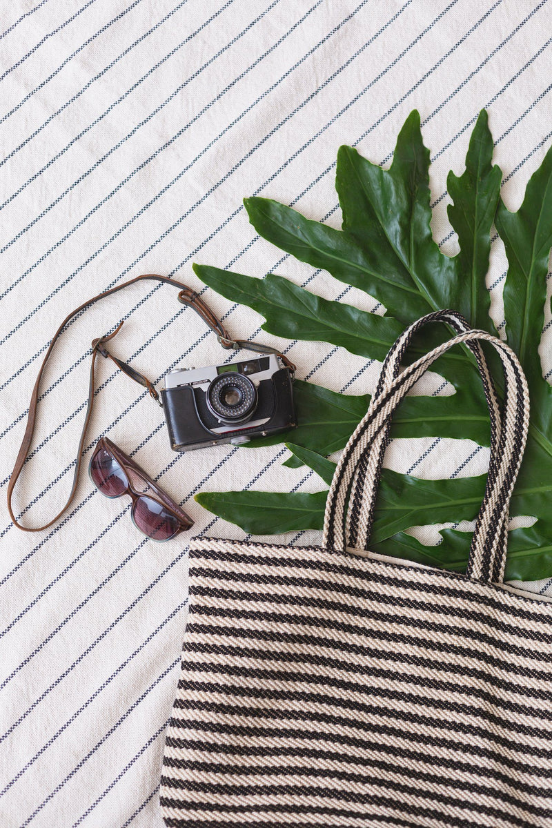 Paris Striped Tote | Vegan, Ethically Made & Sustainable | Jute (Black, One Size) by Will & Atlas